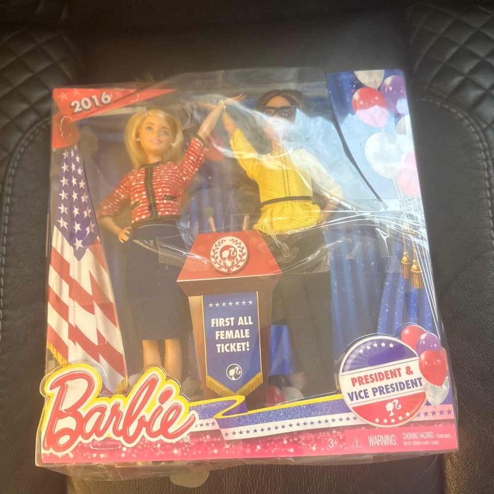 2016 First All Female Ticket President & Vice President Barbie Doll damage box